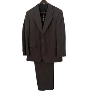 Kilburne & Finch Mens Brown Plaid Wool Blend Suit 42R Jacket 36W Pants